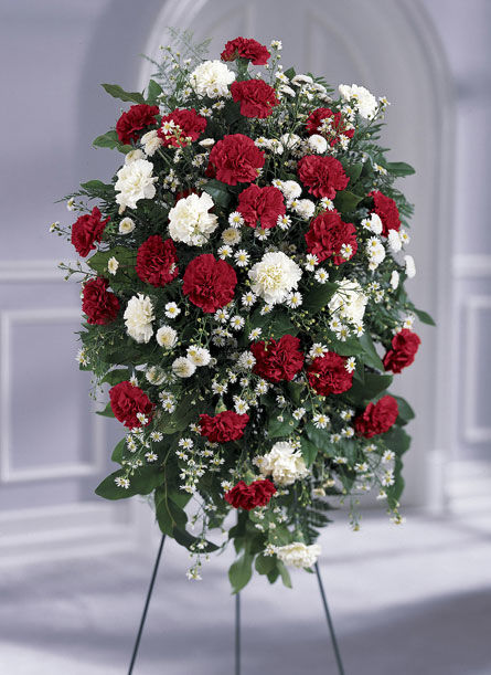 Red and White Local Funeral Standing Flowers Red and White Local Funeral Standing Flowers